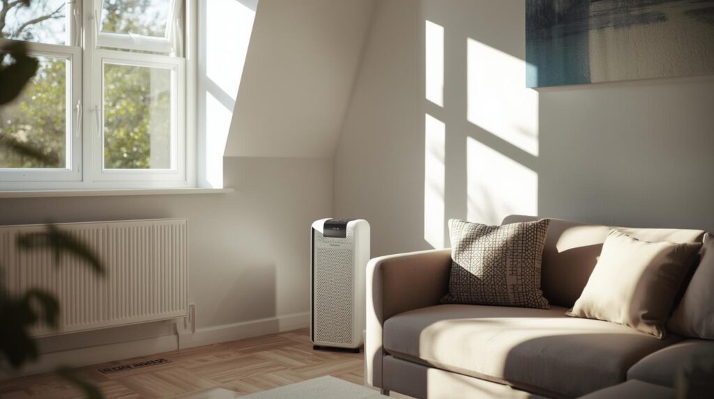 Air purifiers vs ventilation in a modern UK home living space