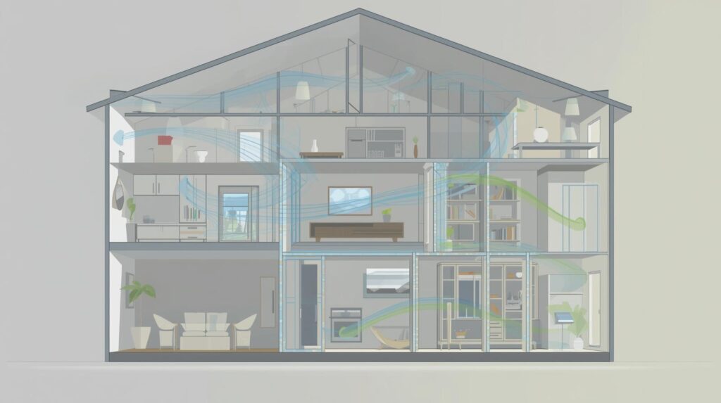 Indoor air quality and airflow inside a UK home