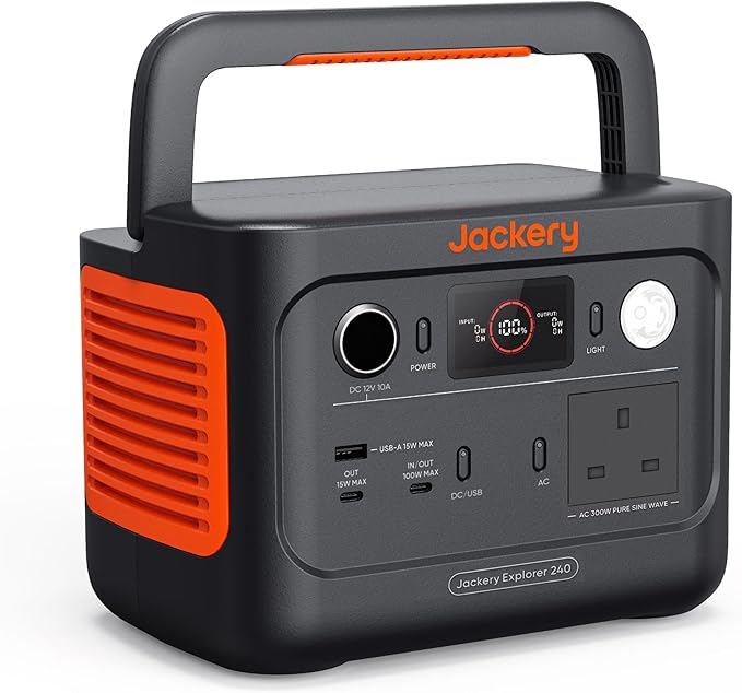 Jackery Explorer 240 v2 Portable Power Station 2024 New Version, 256Wh LiFePO4 Battery with 300W AC100W USB-C Output, 1Hr Fast Charging,