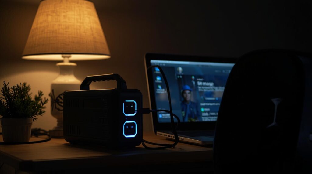 Portable power station used as home backup power during a UK blackout