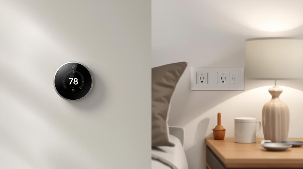Types of home energy efficiency devices including smart thermostats and energy monitors