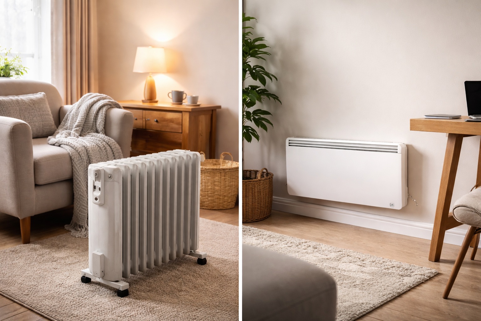 comparison of an oil-filled radiator and a panel heater in a UK home