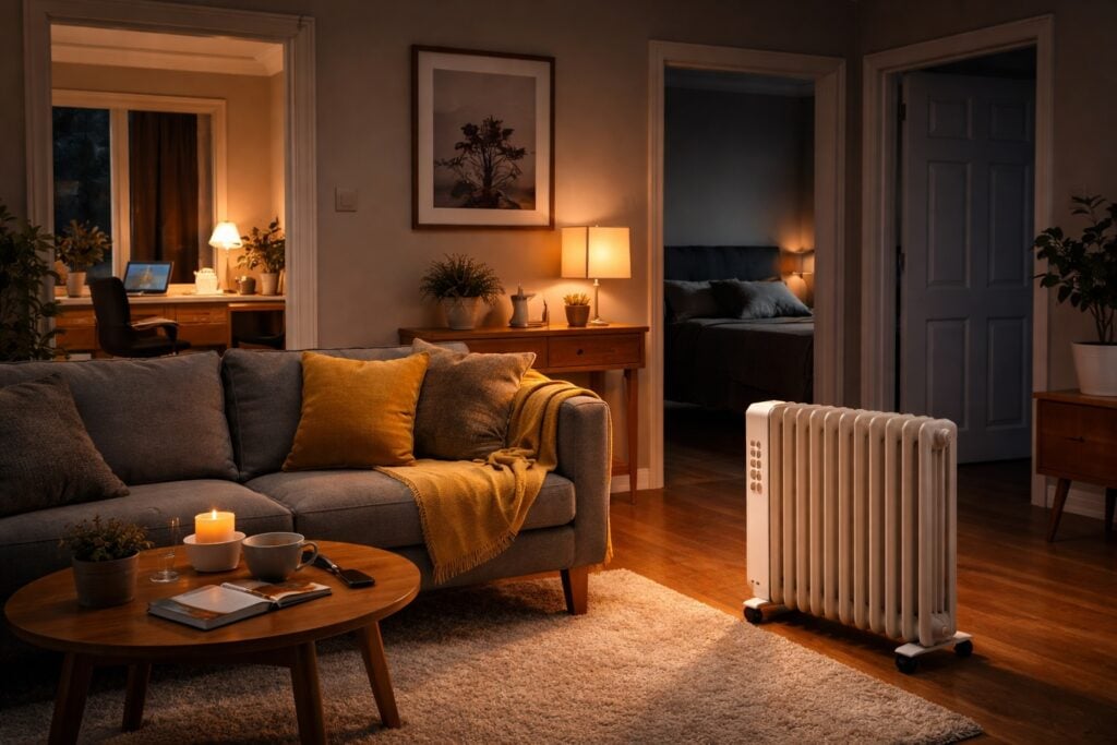 heating one room efficiently with an electric heater in a UK home
