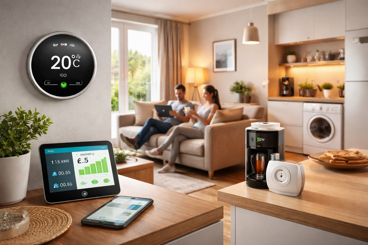 home energy efficiency in a UK household with smart heating and energy monitoring