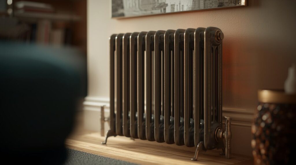 oil-filled radiator heating a room in a UK home