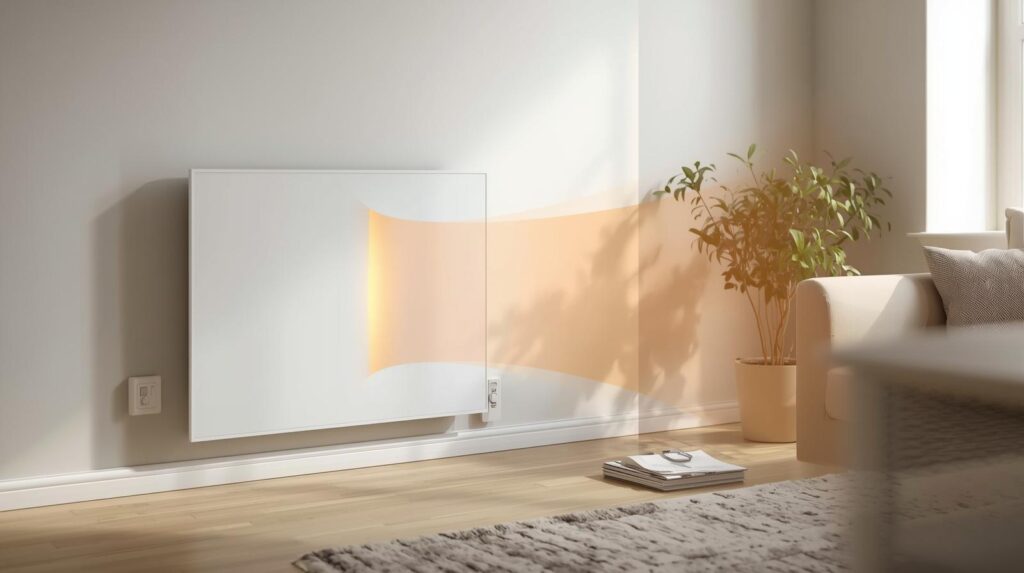 panel heater used for short-term room heating in a UK home