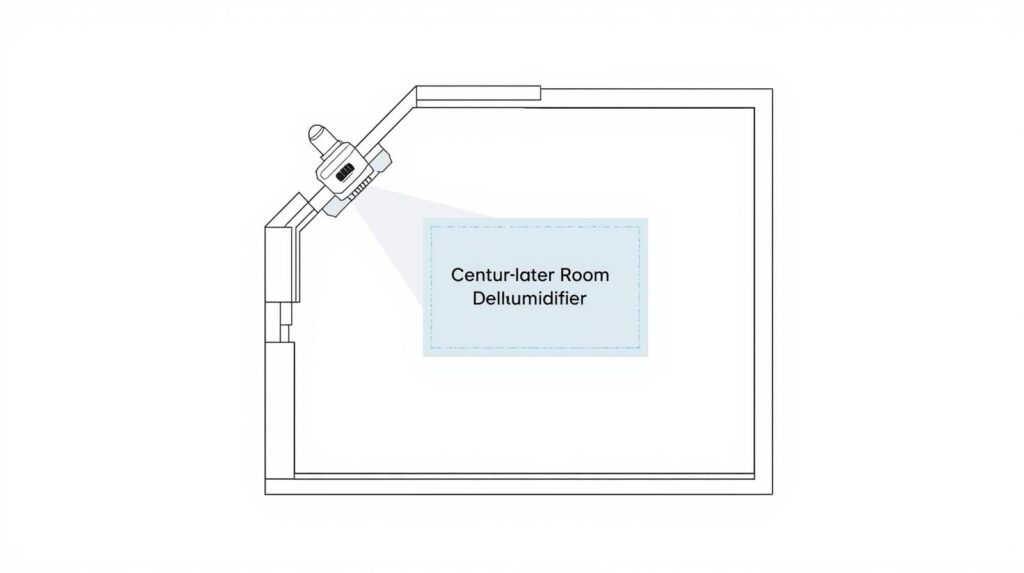 room size guide showing coverage of a 10 litre dehumidifier in a small UK bedroom