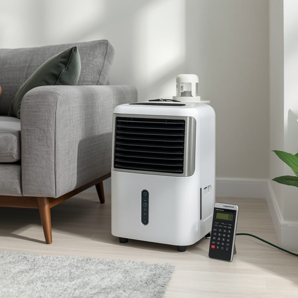 budget dehumidifier running cost in UK home with electricity bill and smart meter