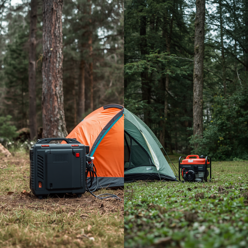 portable power station vs generator comparison for camping use in outdoor setting